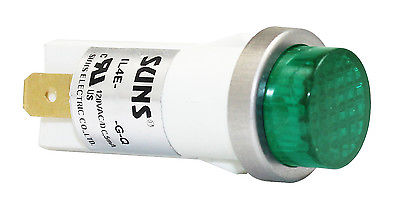 SUNS IL4E-240E-G-Q LED 1/2" Green Indicator Light Raised 240V Spade Solico Ideal - Industrial Direct