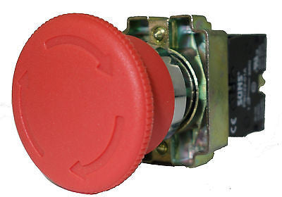 SUNS PBM22-ET-R-P6 22mm Emergency Stop Twist Release Red 40mm Mushroom 1NC - Industrial Direct