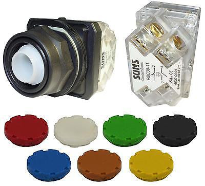 SUNS PB30-EP-S-P13 30mm 7Color No Guard Pushbutton NONC 9001SKR3UH13 9001SKR3UH5 - Industrial Direct