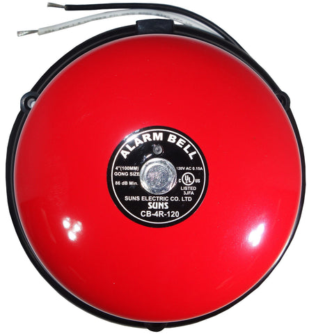 SUNS CB-4R-120 Red 120V Alarm Bell 4 Inch 120 Volt AC (4" in 120 VAC) - Industrial Direct