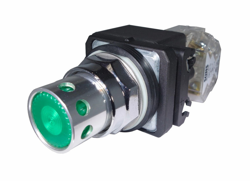 SUNS PBM30-GP-T120E-G-P1 30mm 120V Transformer LED Green Pushbutton 9001K3L1GH13 - Industrial Direct