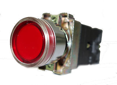 SUNS PBM22-FP-R-E-P6 22mm LED Illuminated Pushbutton Metal Momentary Red 1NC - Industrial Direct