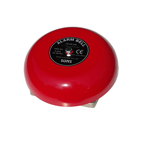 SUNS CB-6R-240 Red 240V Alarm Bell 6 Inch 240 Volt AC (6" in 240 VAC) - Industrial Direct