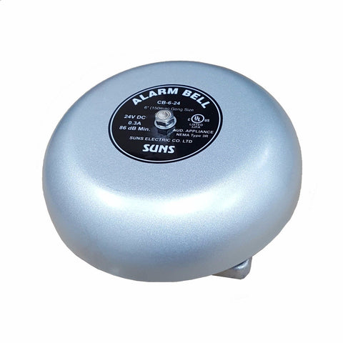 SUNS CB-6-24 Gray 24V Alarm Bell 6 Inch 24 Volt DC (6" in 24 VDC) - Industrial Direct
